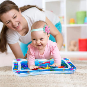 Happy Tummy Time Water Play Mat baby and mother laughing